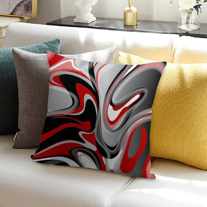 Liquify - Red, Gray, Black, White Soft Hidden Zipper Throw Pillow