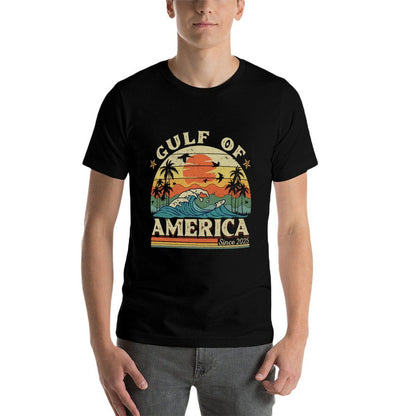 Gulf of USA America Funny Vintage USA Flag Summer-ready Fabric T-Shirt