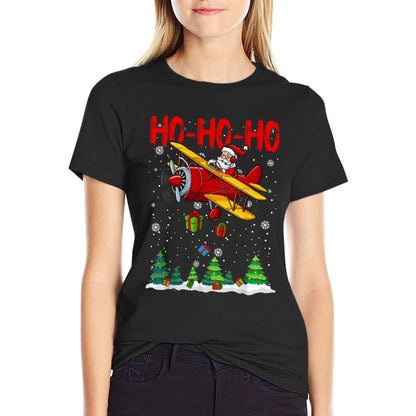Christmas Santa Claus Pilot Flying Airplane  Soft T-Shirt