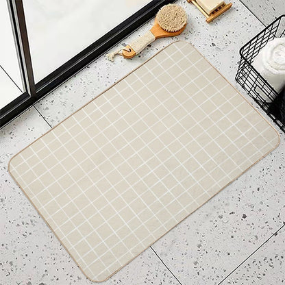 Copy of Minimal Basic Grid in Brown Base Color Background Pattern  Long-Lasting Bath Mat