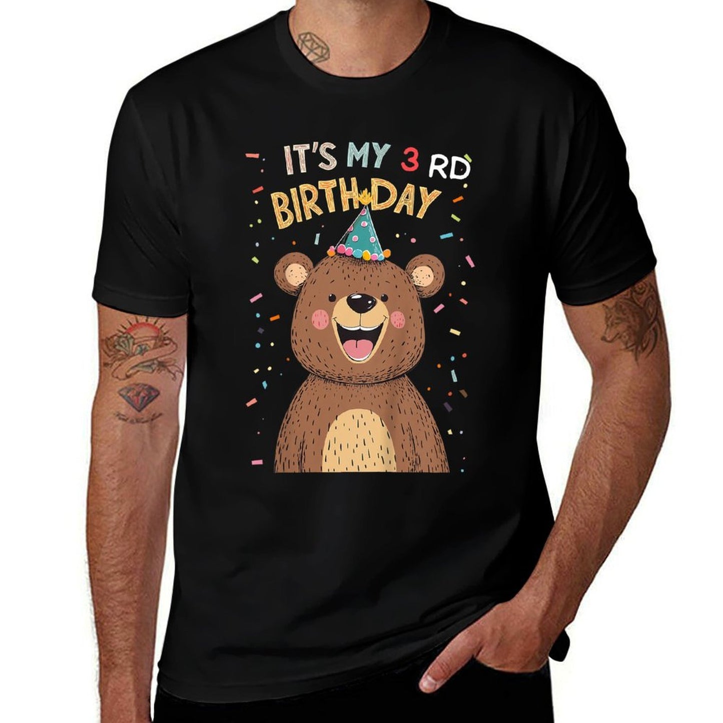 Kids It's My 3rd Birthday Three Years Old Cute Bear  High-quality Stitching T-Shirt