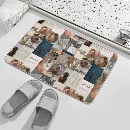 Self Care Aesthetic Collage  Non-Slip Bath Mat
