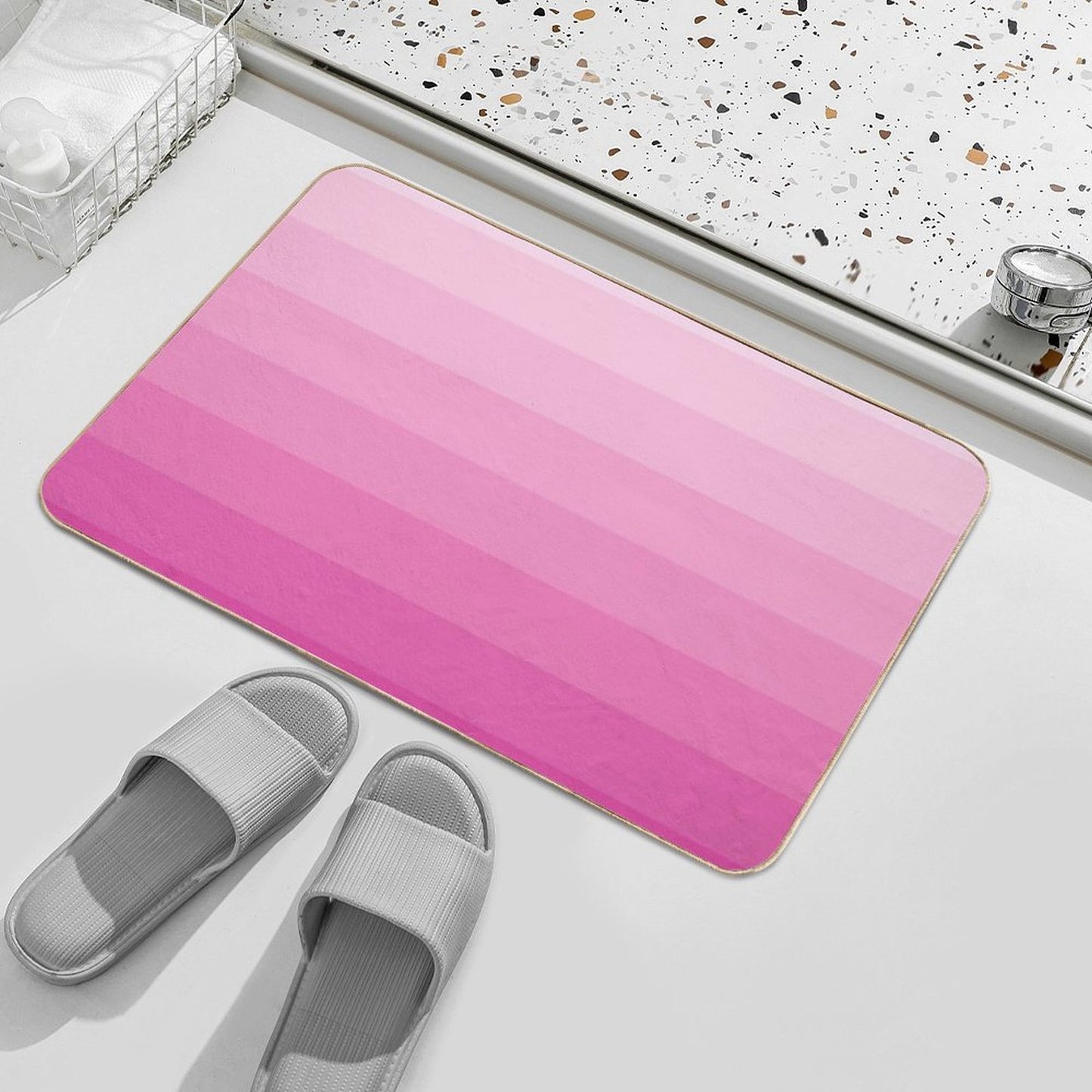 Pink Flower  Stain-Proof Bath Mat