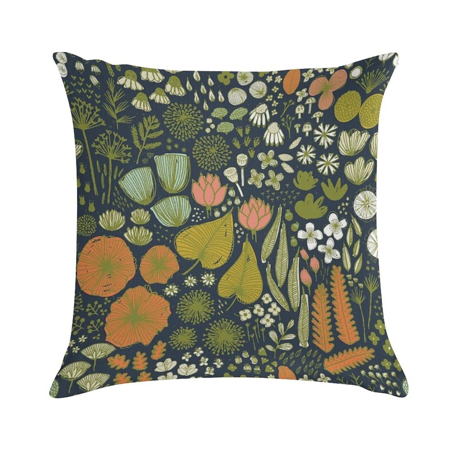 Botanical Sketchbook M+M Navy by Friztin Soft Home Decor Throw Pillow