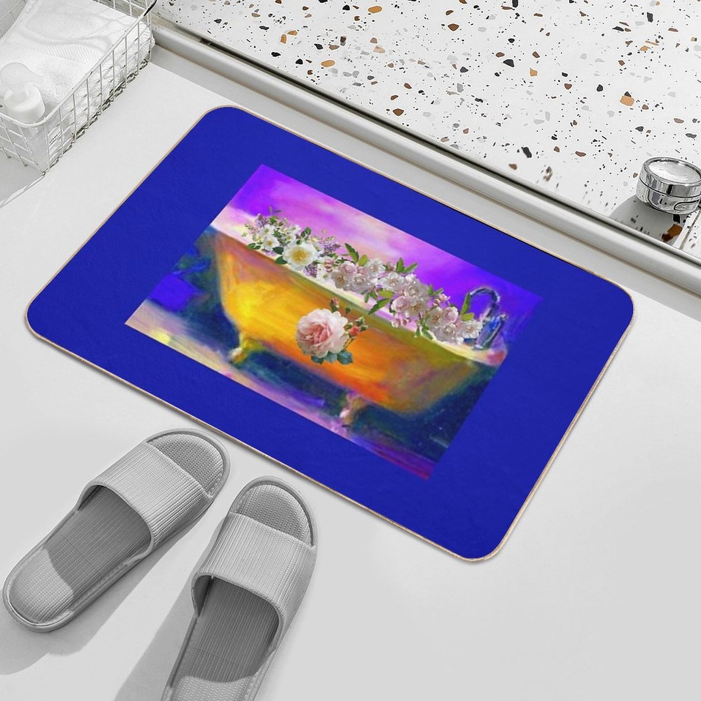 Claw Foot Tub Floral  Slip-Resistant Bath Mat