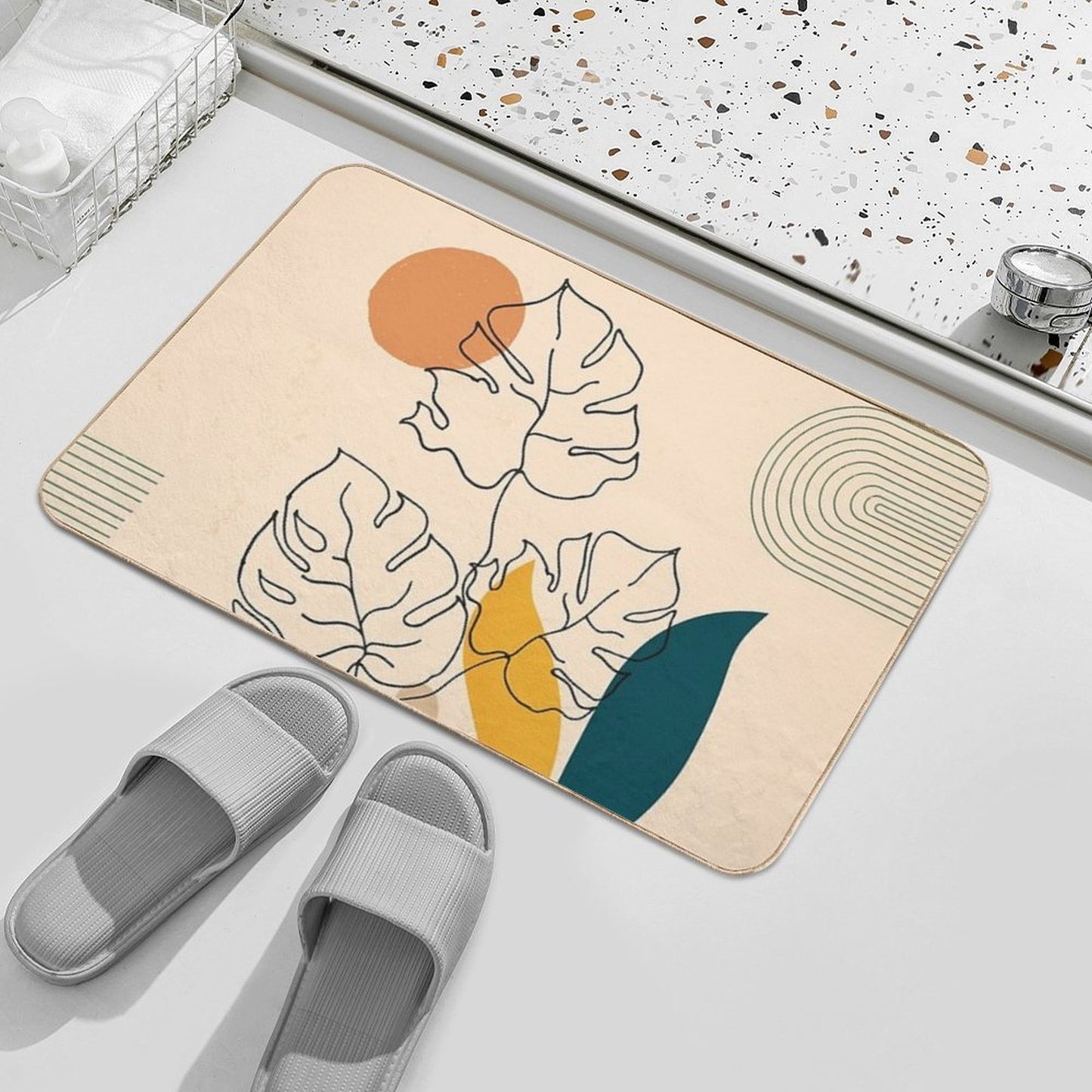 Monstera Love Minimalist  Long-Lasting Bath Mat