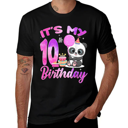 It's My 10th Birthday Cute Panda 10 Year Old Girl Party  Summer-ready Fabric T-Shirt