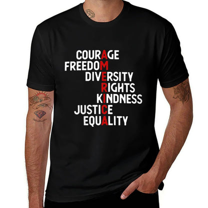 Womens America Courage Freedom Diversity Rights Kindness Justice Eq  Easy-care T-Shirt