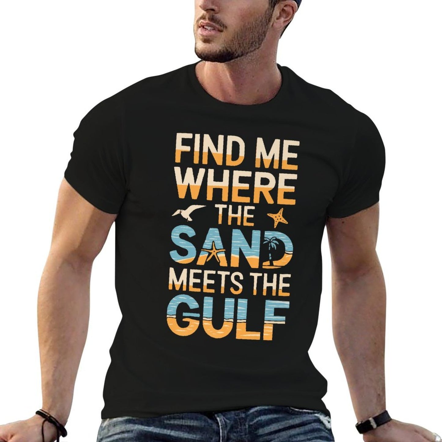 Gulf Of Mexico USA America Mexican Beach Ocean Premium  High-quality Stitching T-Shirt