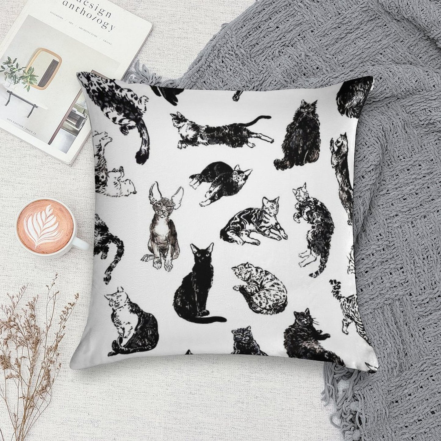 Kitty Kitty, Bang-bang! Soft Decorative Cover Throw Pillow