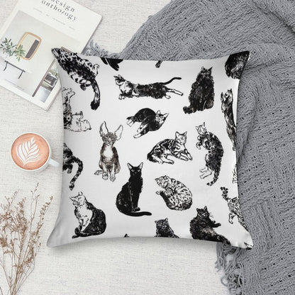 Kitty Kitty, Bang-bang! Soft Decorative Cover Throw Pillow