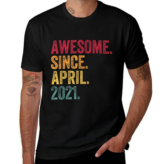 Awesome Since April 2021 4th Birthday 4 Years Old - Retro  Eco-friendly Material T-Shirt