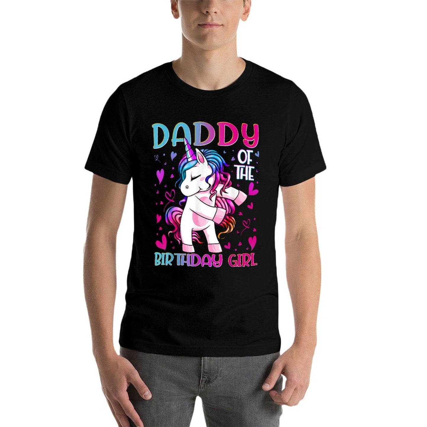 Daddy of The Birthday Girl Flossing Unicorn Dad Daddy Gifts  Relaxed-fit T-Shirt