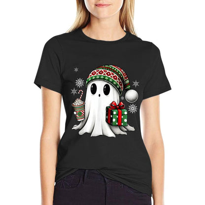 Christmas Cute Ghost Drink Coffee Funny Christmas Ghost  Odor-resistant T-Shirt