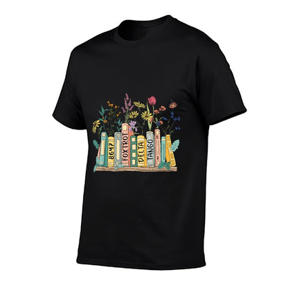 8647 Foxtrots Deltas Tangos Book Flower Slim-fit Cut T-Shirt