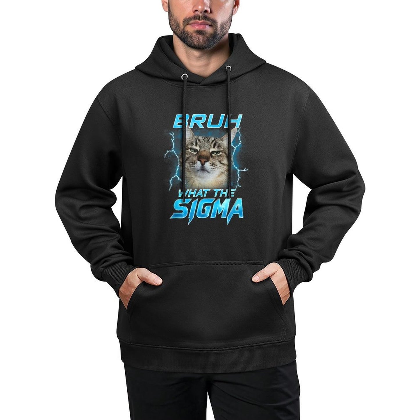 Bruh What The Sigma Funny Cats Lover Men Women Boy Girl Kids Unisex Design Hoodie