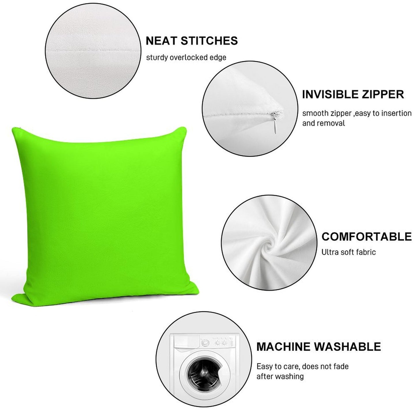 Super Bright Fluorescent Green Neon Soft Warmth Comfort Throw Pillow