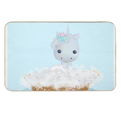 Cute Baby Unicorn in A Bathtub, Boys Bathroom Print, Safari Baby Animals in Tub, Whimsy Animal, Kids Bathroom Art  Eco-Friendly Bath Mat