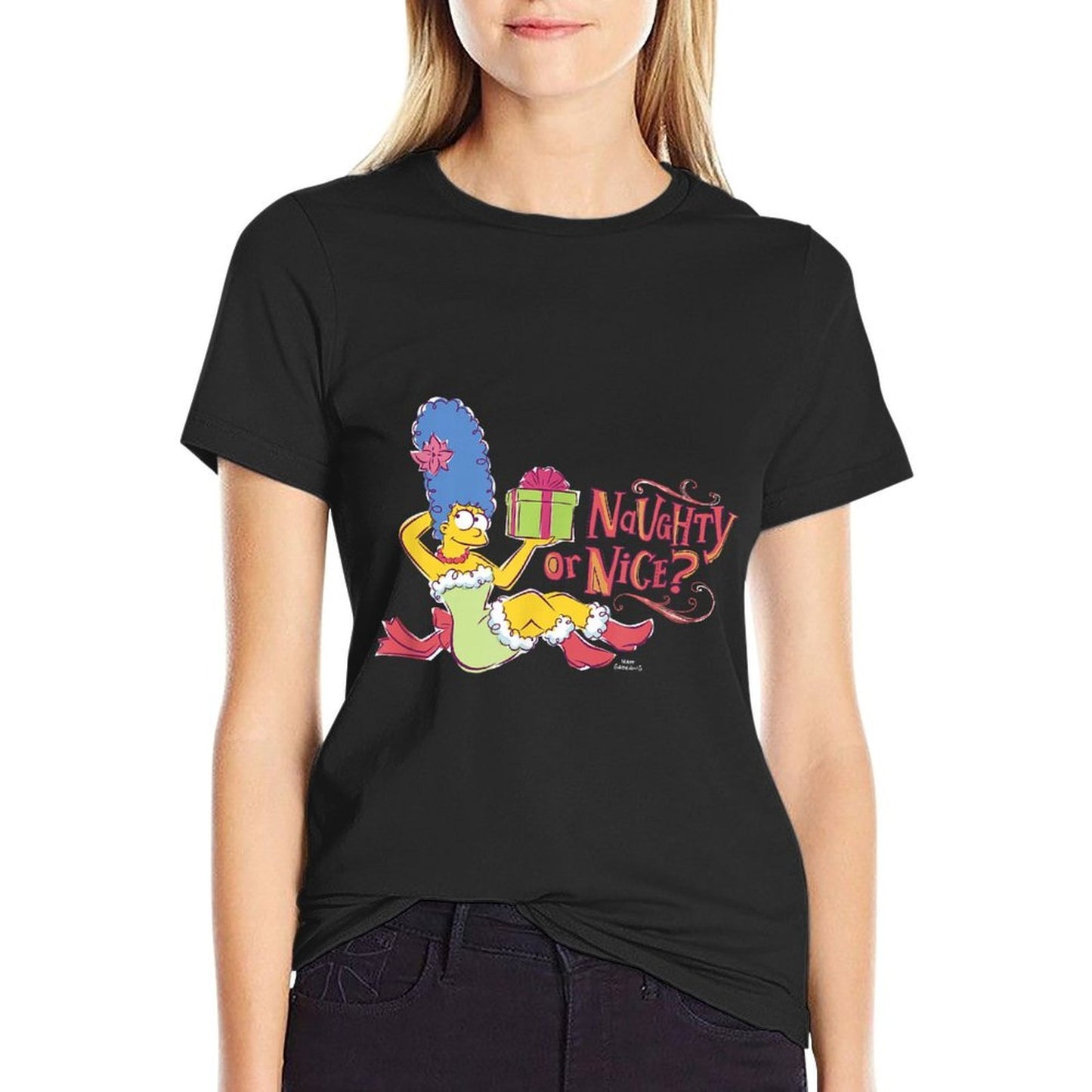 The Simpsons Christmas Marge Naughty Or Nice V2  Slim-fit Cut T-Shirt
