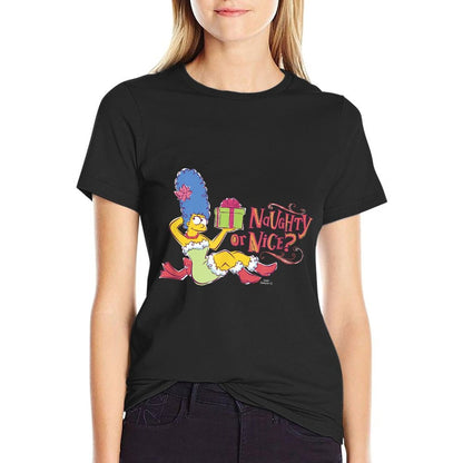 The Simpsons Christmas Marge Naughty Or Nice V2  Slim-fit Cut T-Shirt