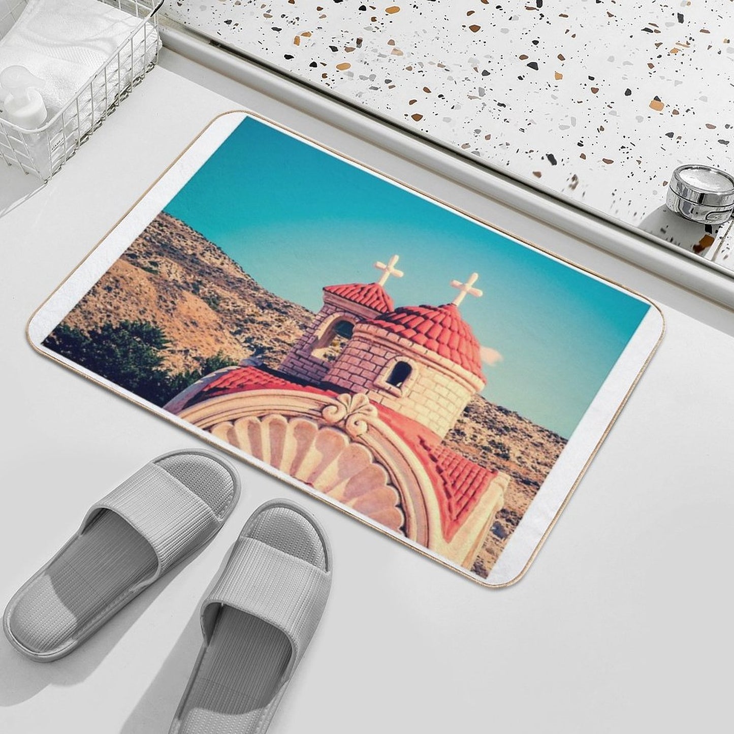 Roadside Shrine, Cyprus  Long-Lasting Bath Mat