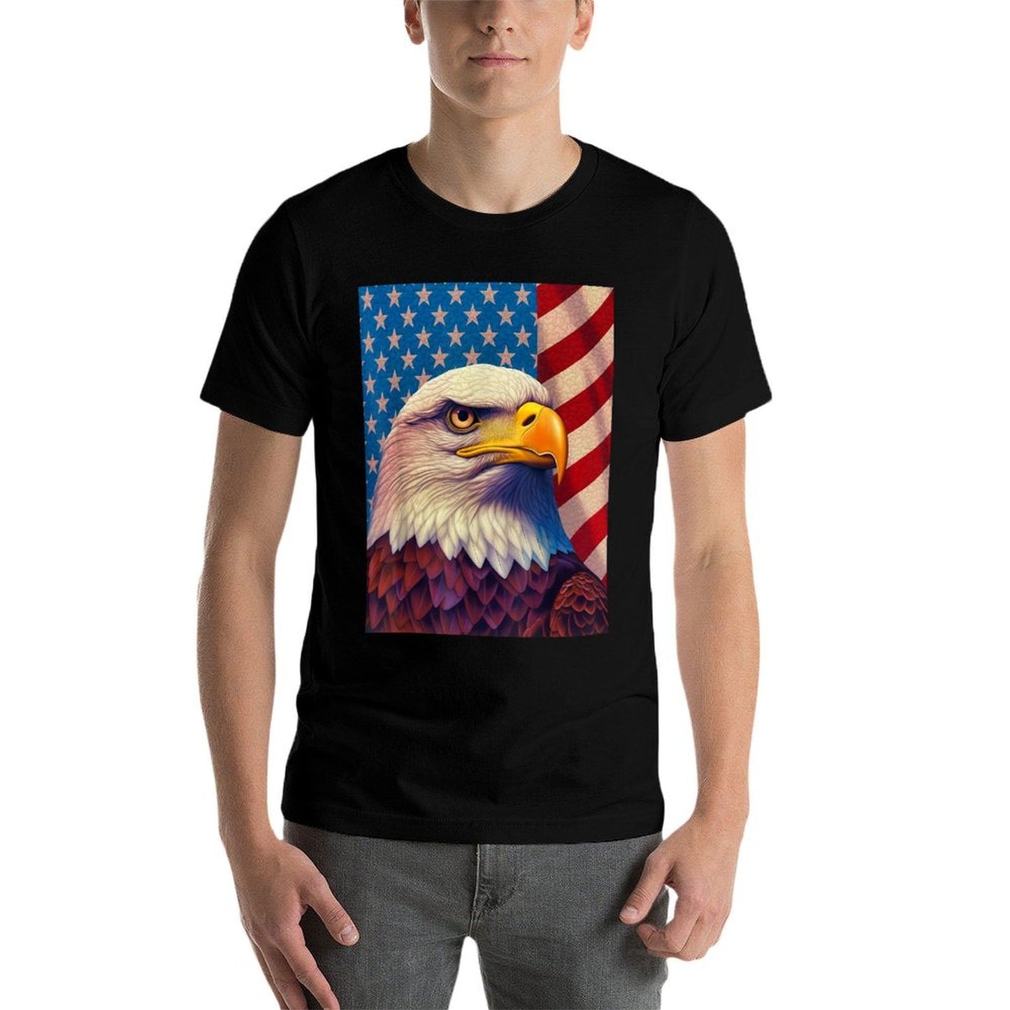 July 4th Independence Day Fourth of July Op Art Bald Eagle  High-quality Stitching T-Shirt
