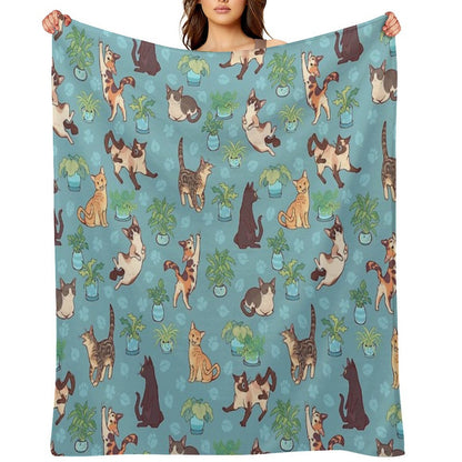 Cozy Michis in Blue Easy Care Throw Blanket