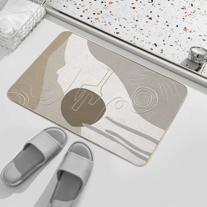 Abstract - Go with The Flow 2 in Beige  Long-Lasting Bath Mat