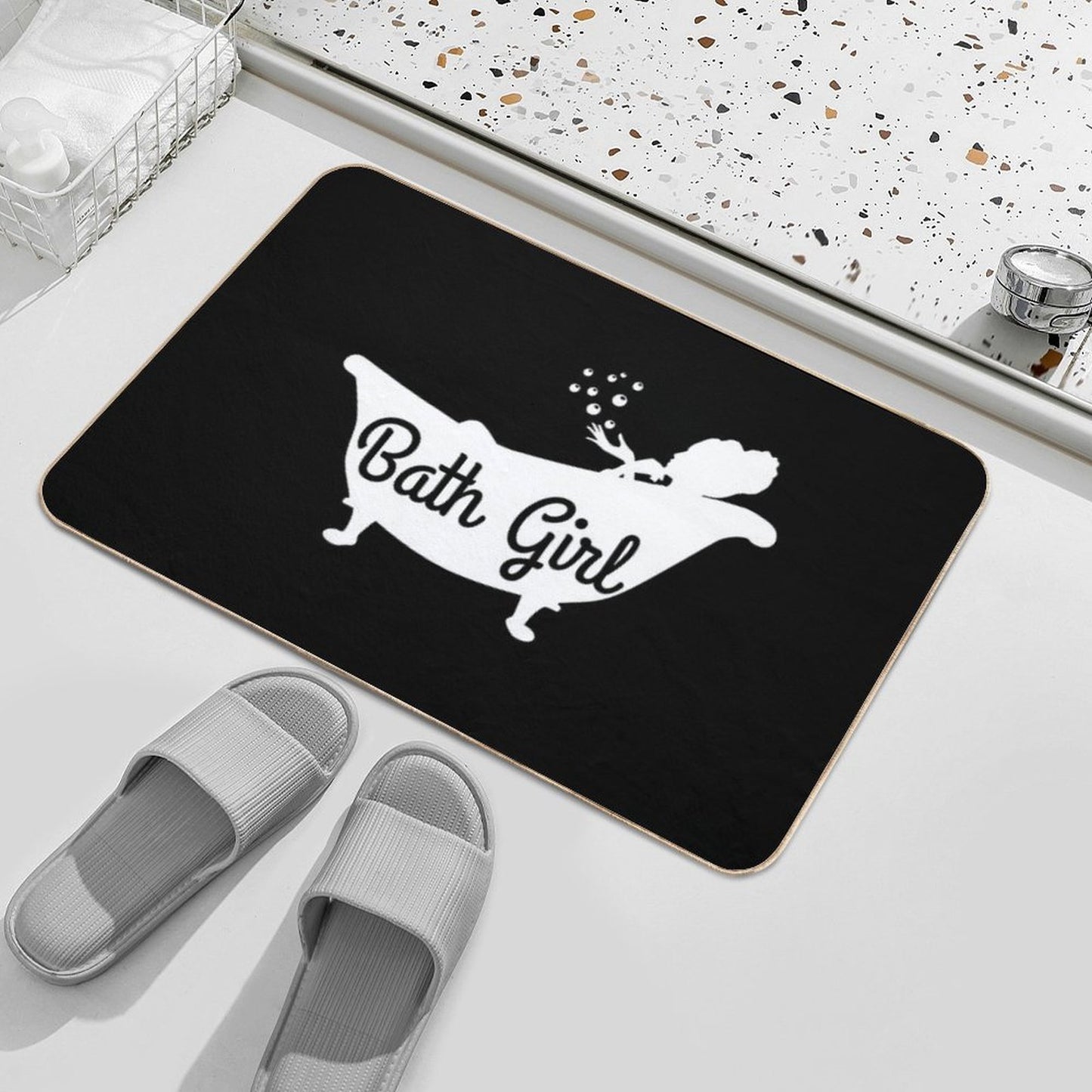 Cute Bath Girl Pun for A Bad Girl  Pet-Safe Bath Mat