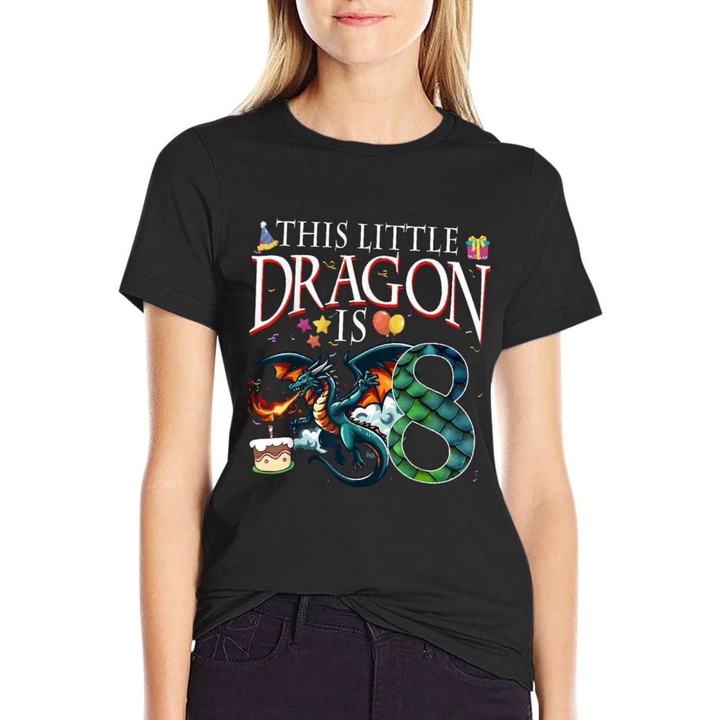 Turning 8 Year Old Birthday Boy Dragon 8th Bday Boy  Graphic-printed T-Shirt