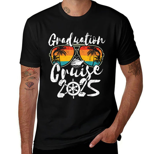 Senior Graduation Trip Cruise 2025 Retro Ship Party Cruise  Fade-proof Color T-Shirt