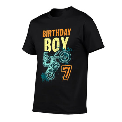 7th Birthday Boy Seven Years Old Motocross Dirt Bike  Eco-friendly Material T-Shirt