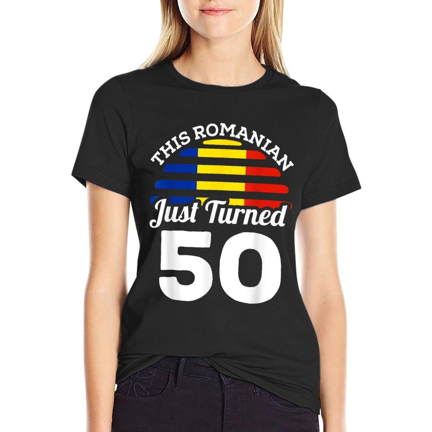 This Romanian Just Turned 50 Romania 50th Birthday Gift  Moisture-wicking T-Shirt