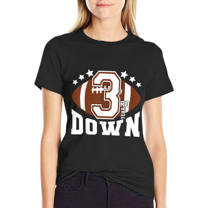 Kids 3rd Year Down Football Birthday Boy Party 3 Year Old  Tagless Design T-Shirt