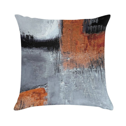 Black Orange Abstract Soft Decorative Cover Throw Pillow