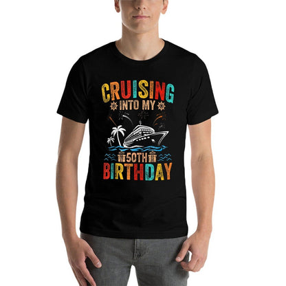 Cruising Into My 50th Birthday Family Cruise 50 Birthday  Heathered Texture T-Shirt
