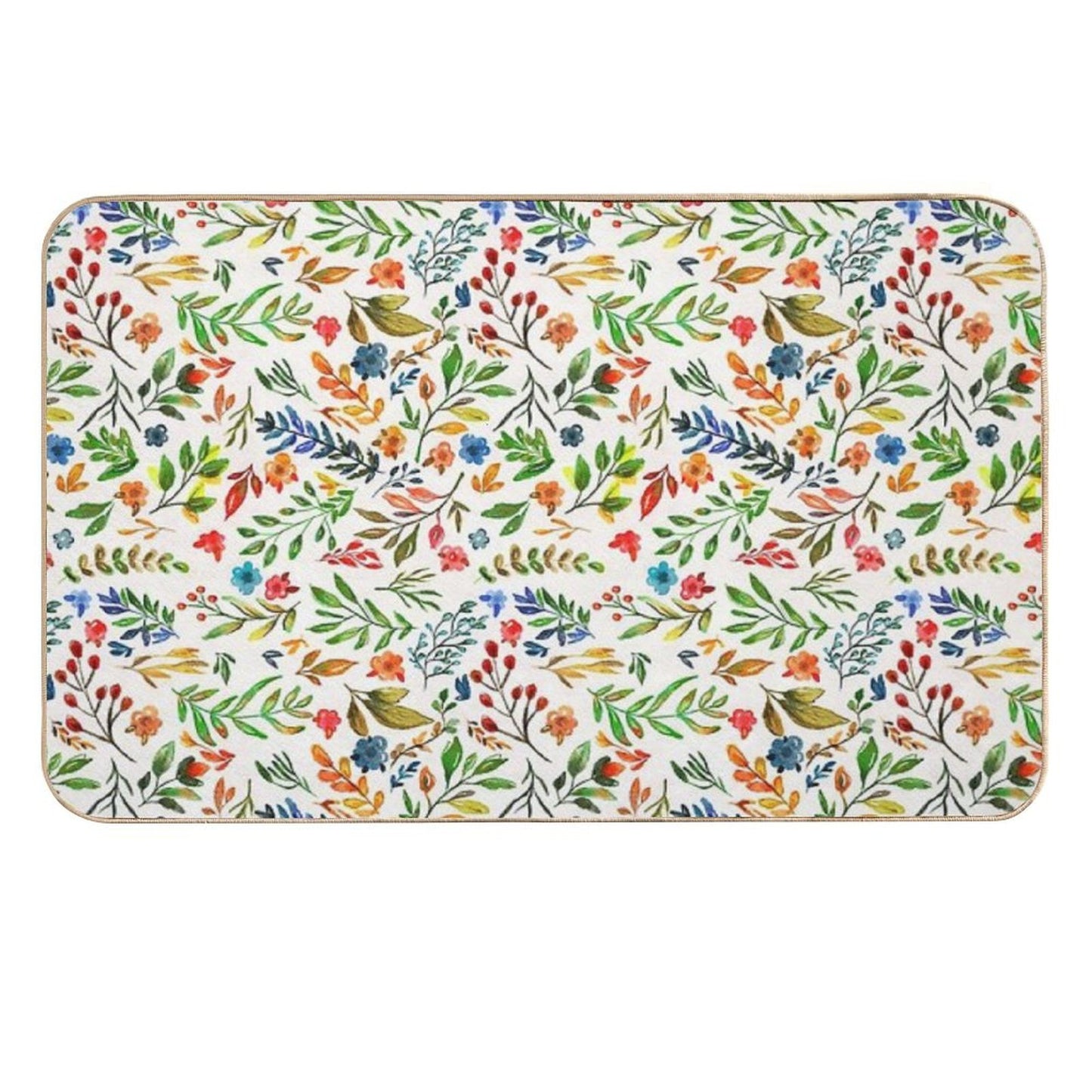 Watercolor Hand Drawn Flowers And Foliage  Odorless Bath Mat