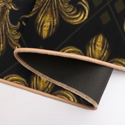 Fleur-de-lis Pattern Vintage Gold  Long-Lasting Bath Mat