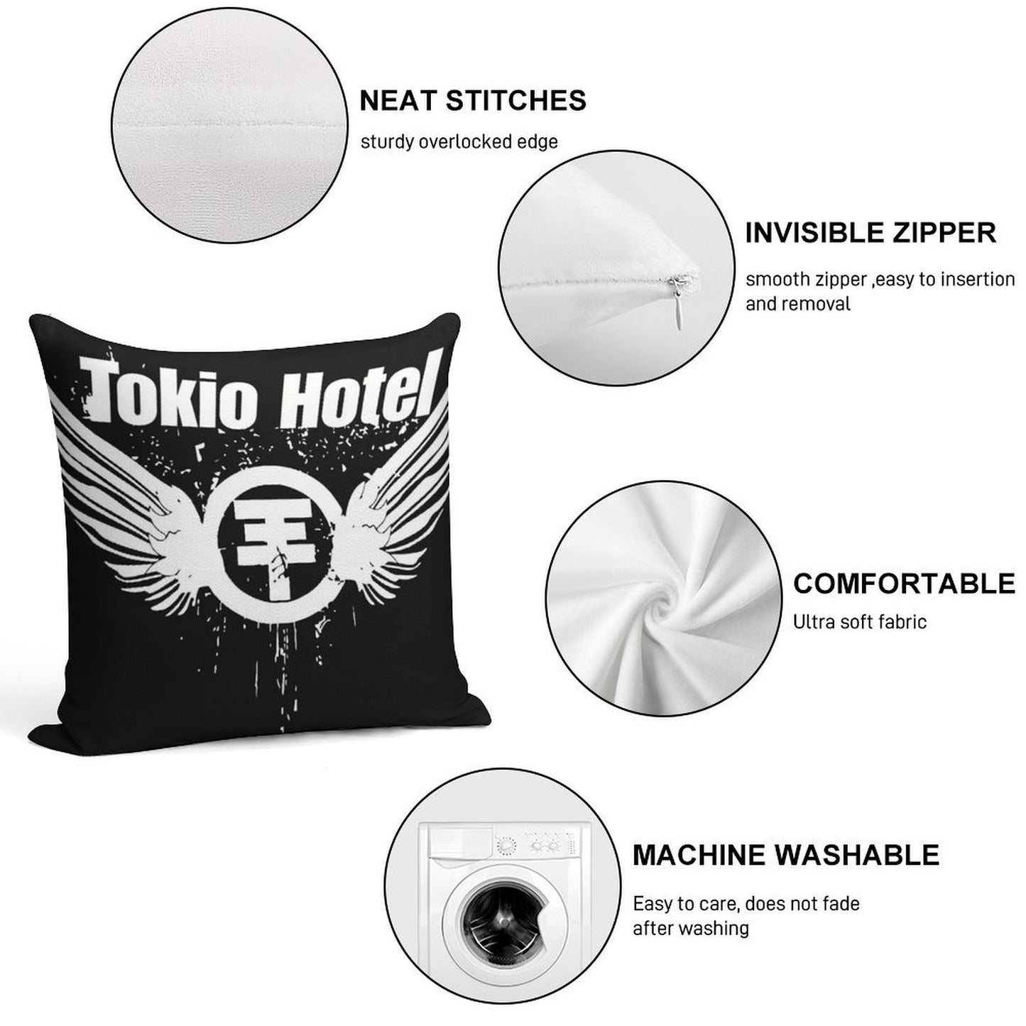 Tokio Hotel Merch Tokio Hotel Logo Soft Style Accent Throw Pillow