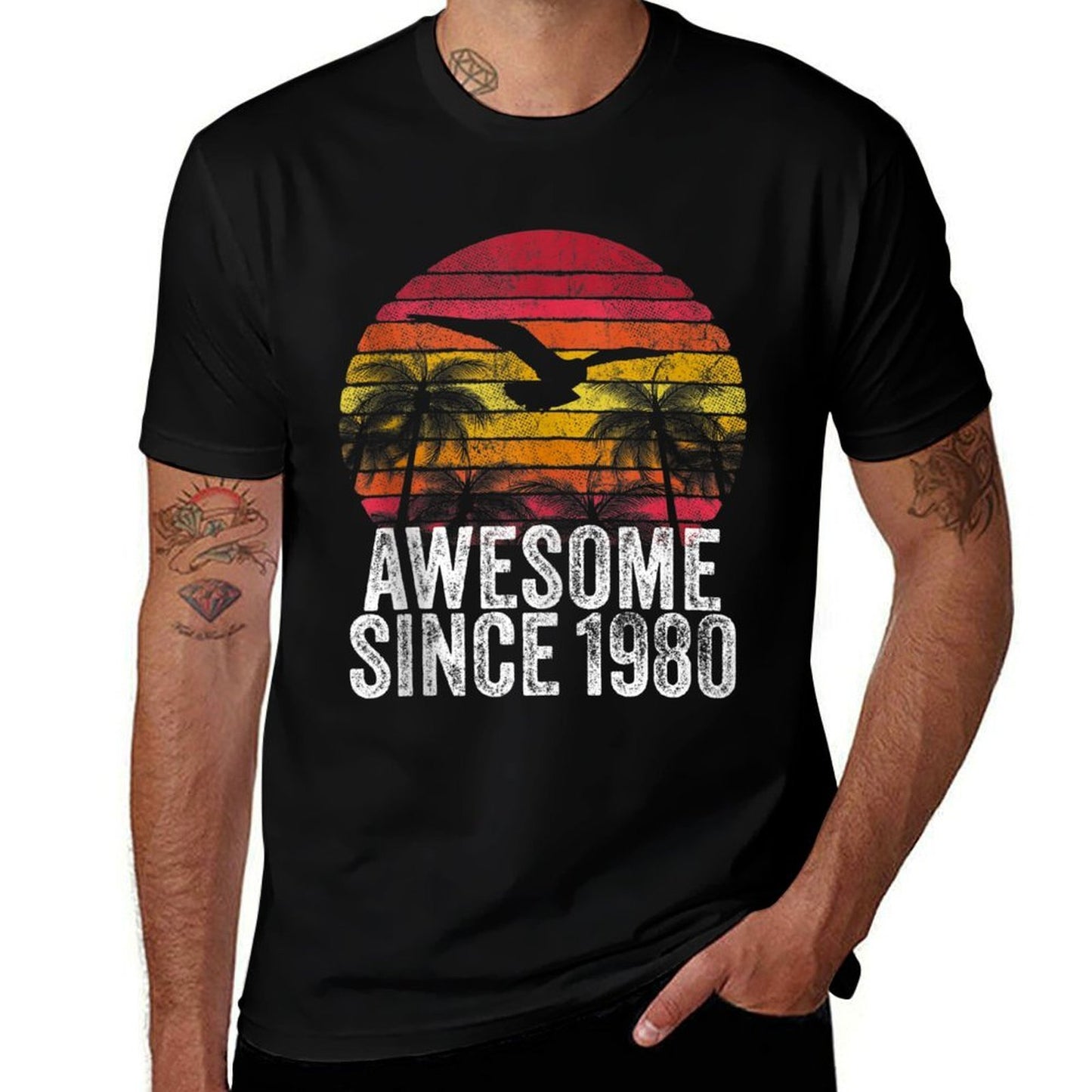 Awesome Since 1980 40th Birthday Gift Vintage Men Women  Tagless Design T-Shirt