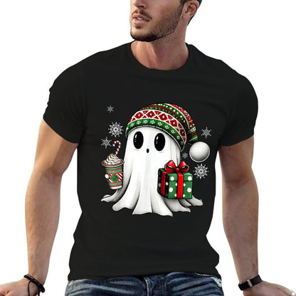 Christmas Cute Ghost Drink Coffee Funny Christmas Ghost  Odor-resistant T-Shirt
