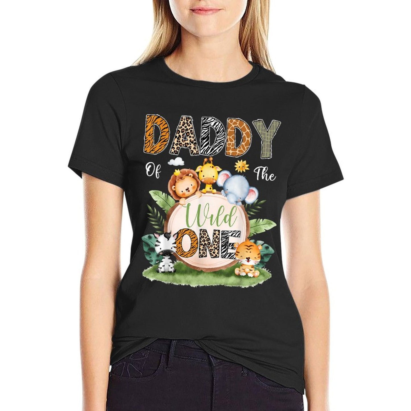 Daddy Of The Wild One 1St Birthday Kids Safari Jungle  Oversized Silhouette T-Shirt