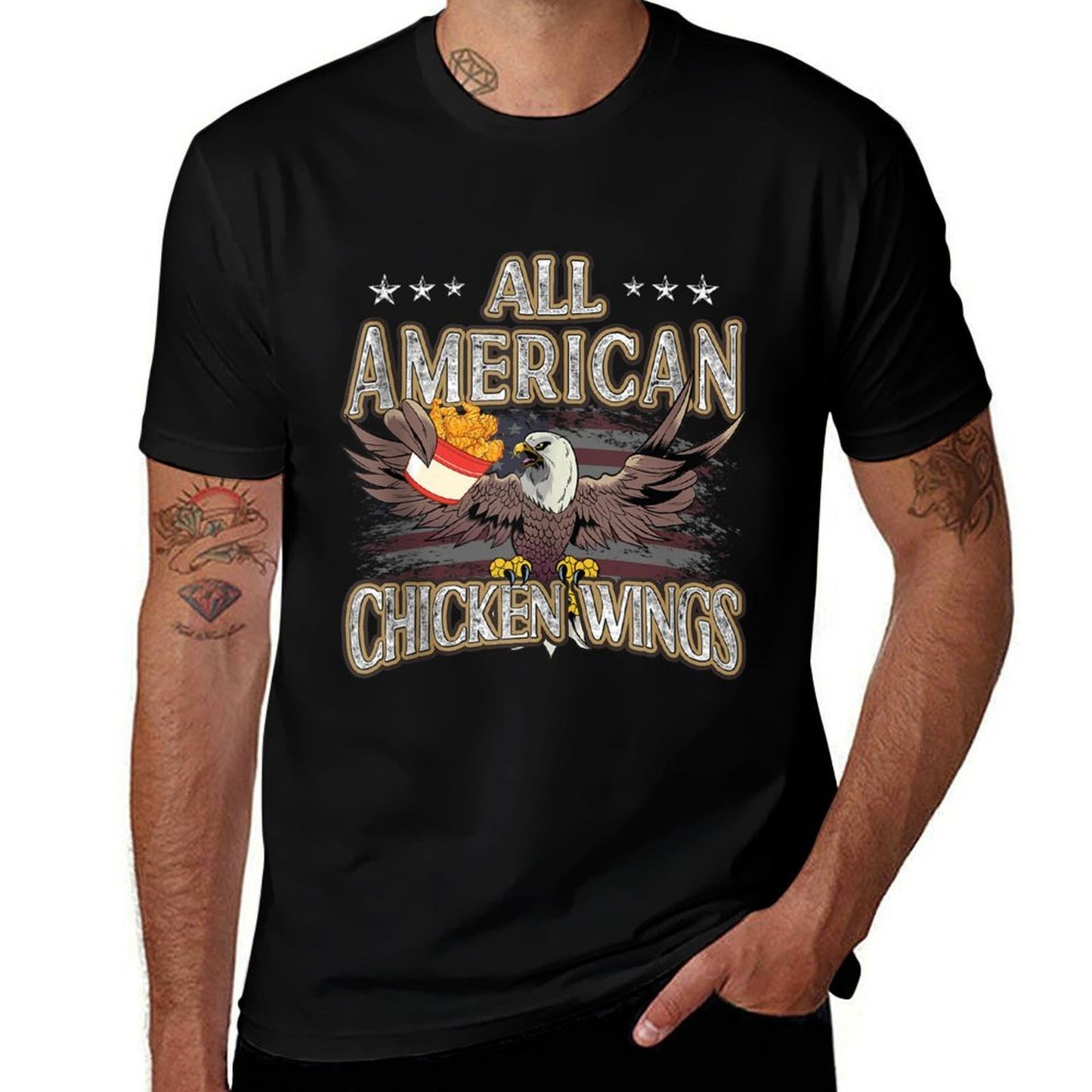 All Patriotic Chicken Wings American USA 4th of July  Odor-resistant T-Shirt