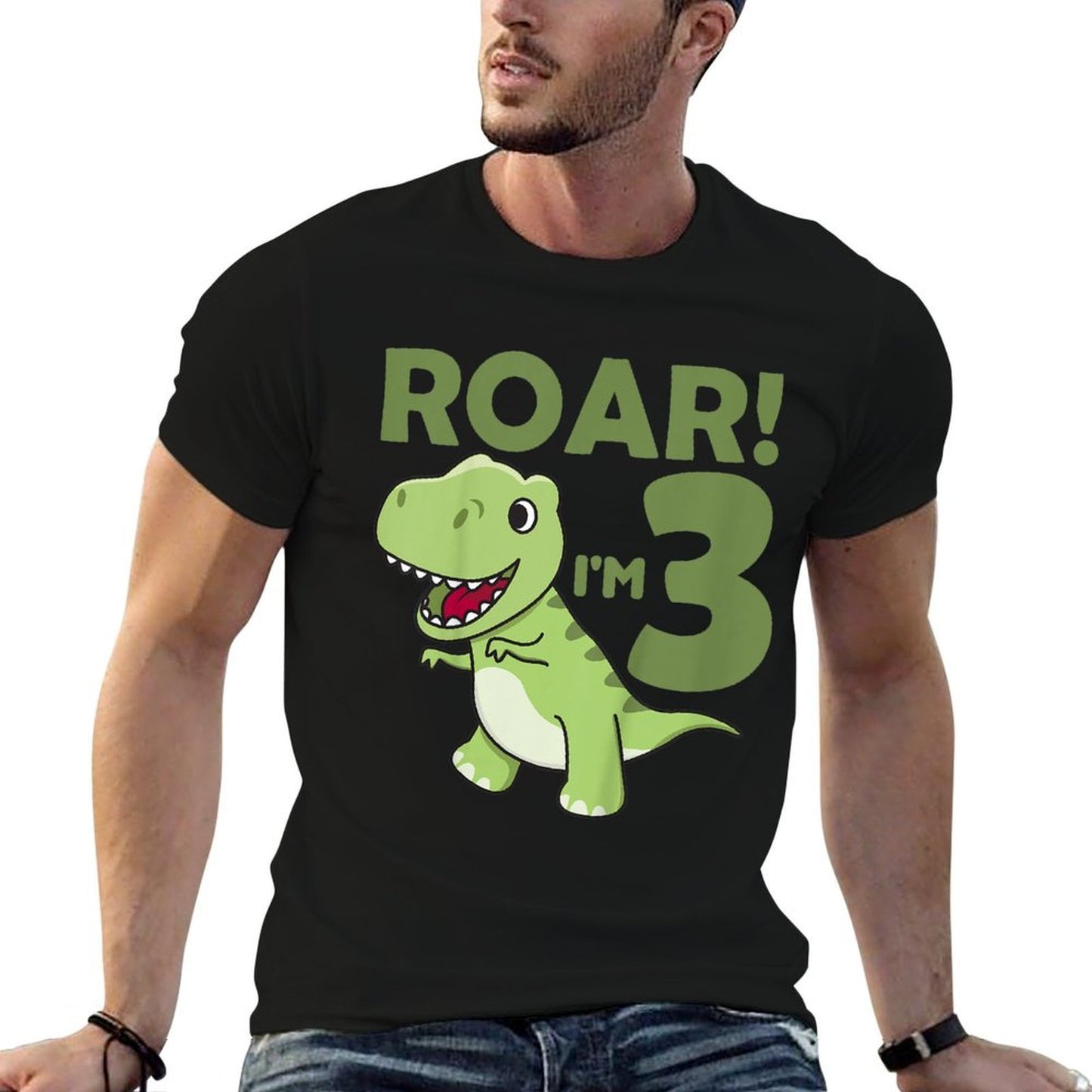 Kids Kids 3rd Birthday T-rex 3 Years Old Boy Dino Dinosaur  Slim-fit Cut T-Shirt