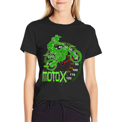 Dirt Bike Rider Silhouette (Neon Green) Men Women T  Odor-resistant T-Shirt