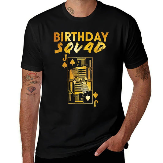 Happy Birthday Squad Jack Poker Best Party Gold Gift Black  Heathered Texture T-Shirt