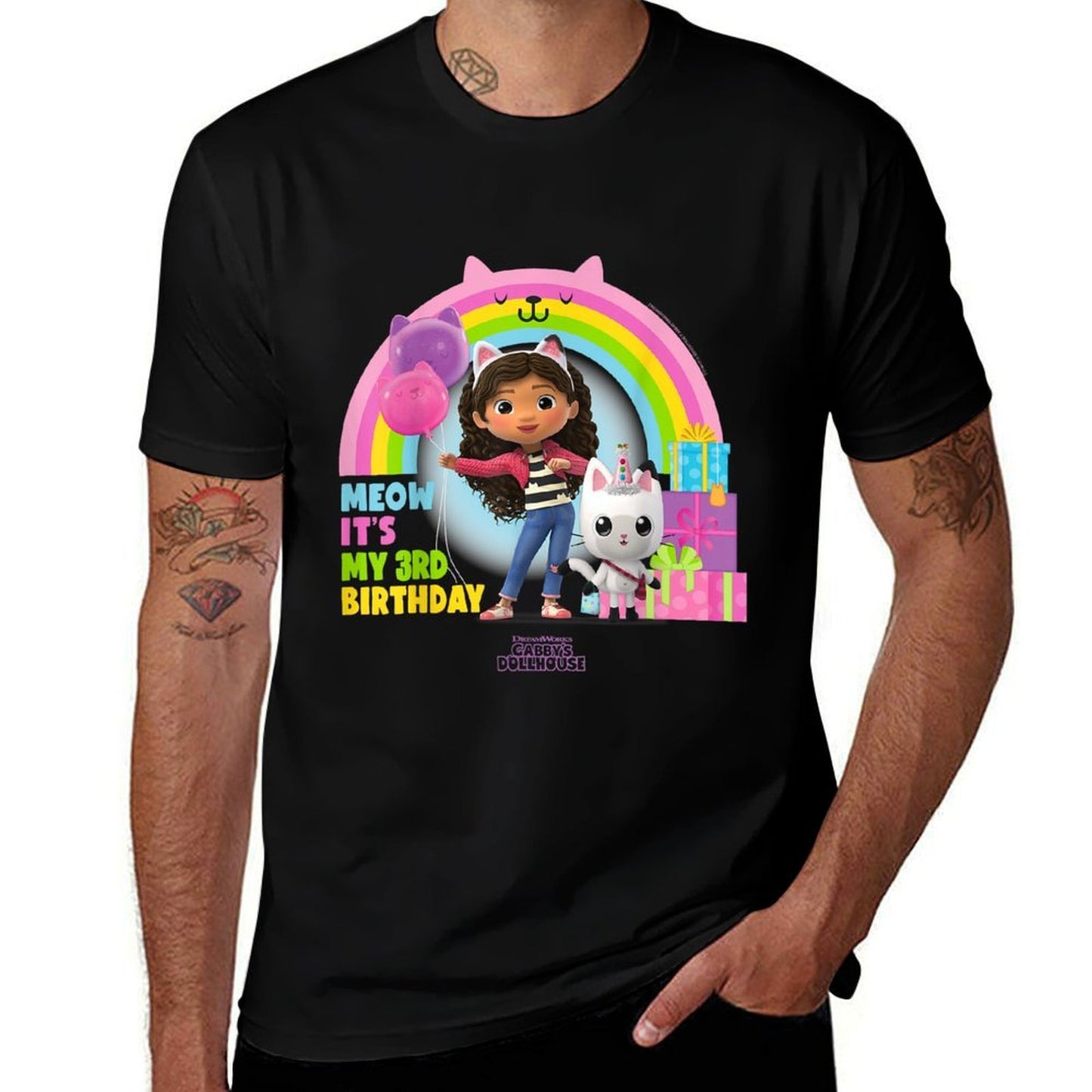 DreamWorks Gabby's Dollhouse 3rd Birthday  Heathered Texture T-Shirt