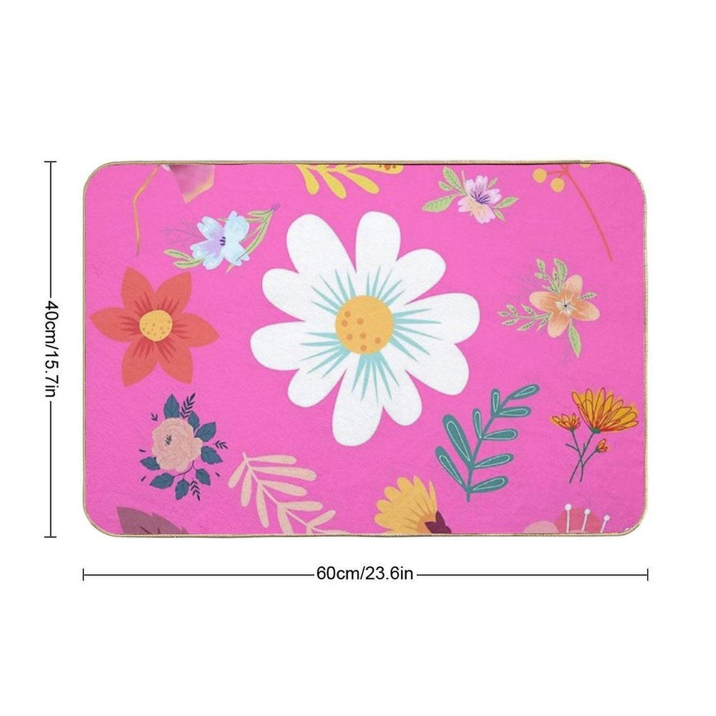 Random Floral Pattern 11 Neon Pink Background Color  High-Traffic Bath Mat