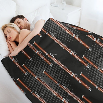 Bassoon on Black  Gray Machine-washable Throw Blanket
