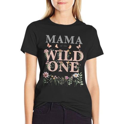Mama Wild One Wildflower Girl Watercolor Floral 1st Birthday  Trendy Pattern T-Shirt